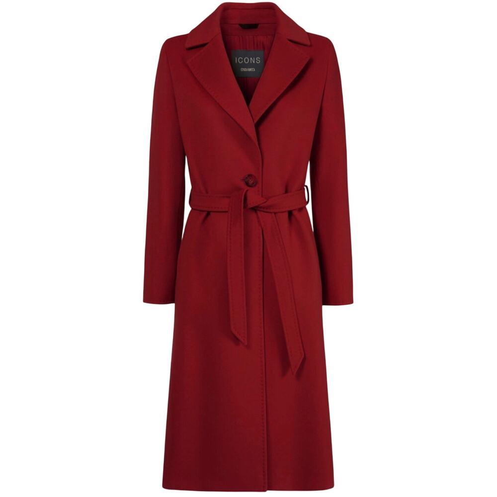 Cinzia Rocca Icons Belted Ruby Red Wool and Cashmere Coat